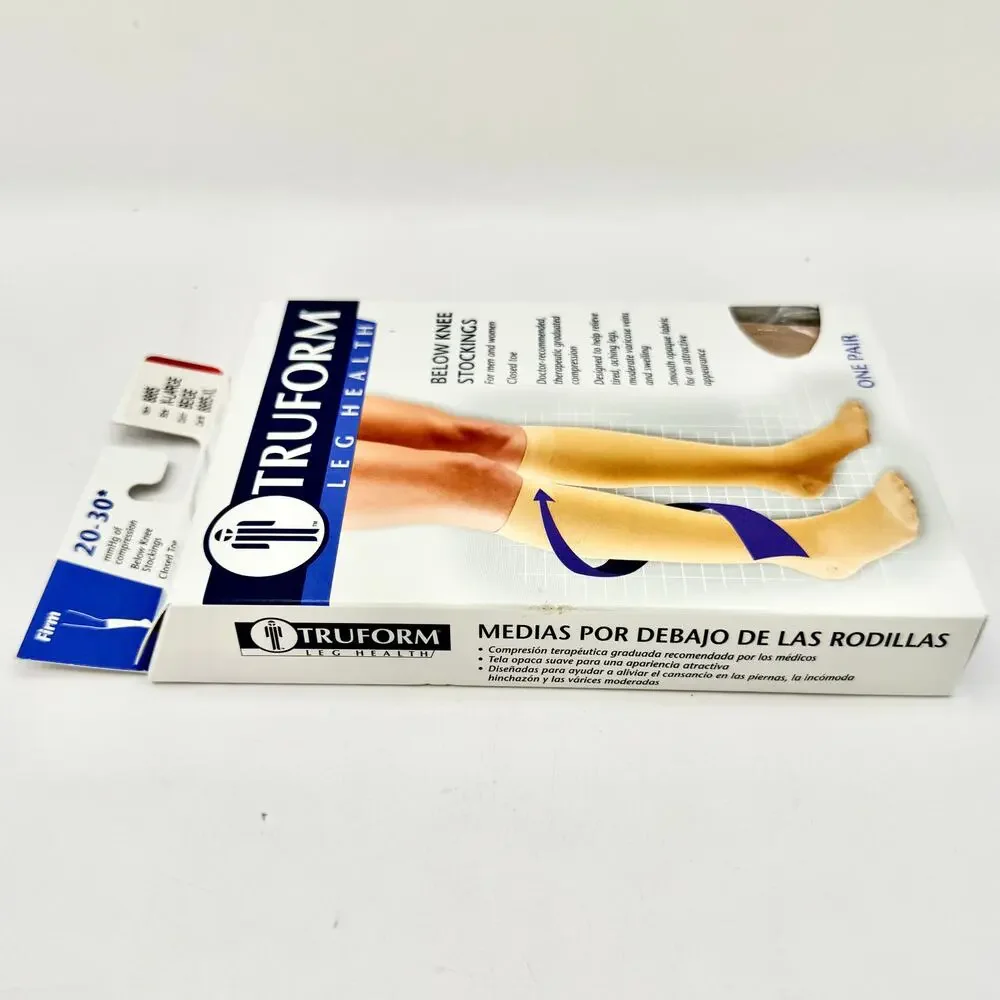 Truform Compression Stockings XL Beige 20–30‎ mmHg Closed Toe Below Knee USA